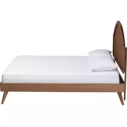 New Kirklands Home Walnut Rattan Kelly Queen Platform Bed Brown