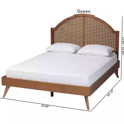 New Kirklands Home Walnut Rattan Kelly Queen Platform Bed Brown