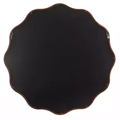 New Kirklands Home Walnut Wavy Scallop Round Wall Mirror Brown