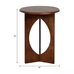 New Kirklands Home Walnut Cut-Out Round Accent Table Brown