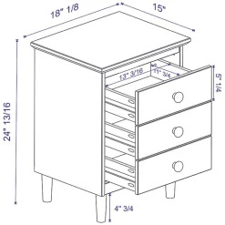 New Kirklands Home Walnut 3-Drawer Wood Nightstand Brown