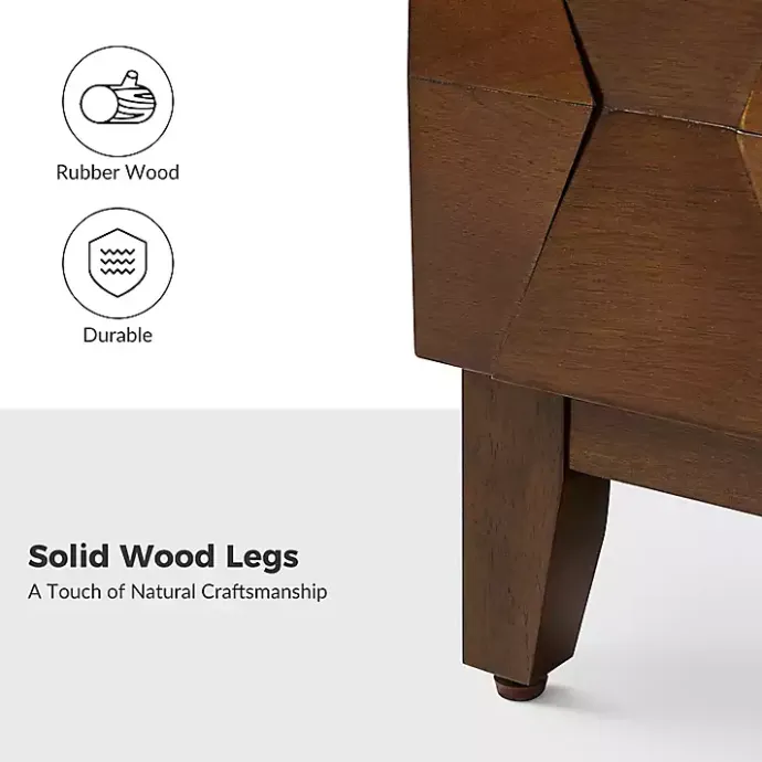 Kirklands Home Walnut Geometric 2-Drawer Charging Nightstand Brown