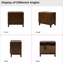 Kirklands Home Walnut Geometric 2-Drawer Charging Nightstand Brown