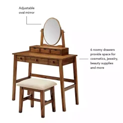 New Kirklands Home Walnut Lorna Tilting Mirror 2-pc. Vanity Set Brown