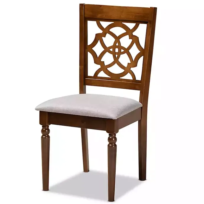 Best Kirklands Home Walnut Lylah Upholstered Dining Chairs, Set of 4 Gray