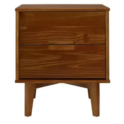 Outlet Kirklands Home Walnut Mid-Century Modern 2-Drawer Nightstand Brown