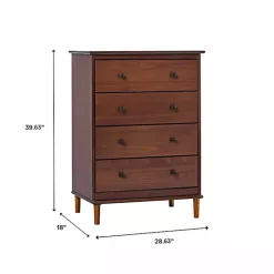 Online Kirklands Home Walnut Mid-Century Modern 4-Drawer Wood Dresser Brown