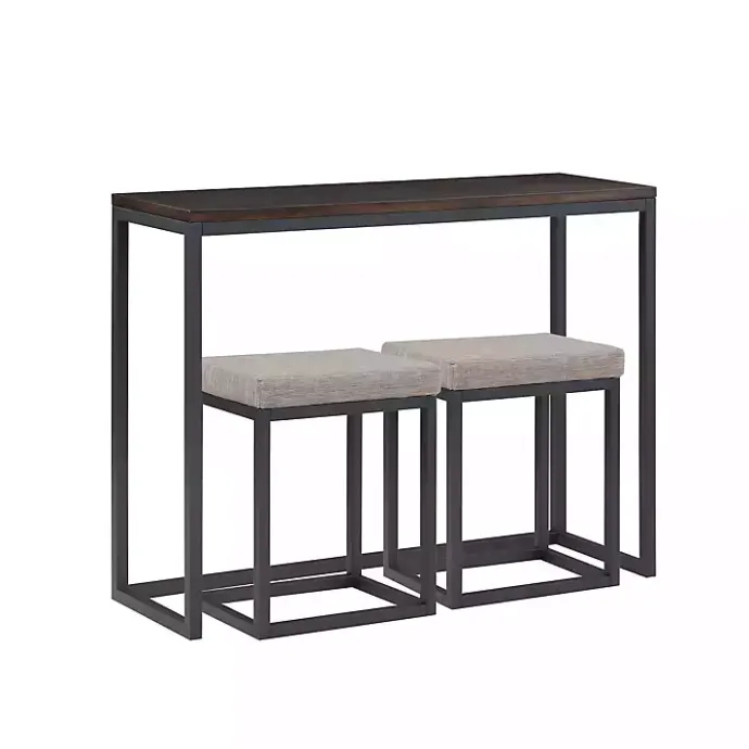 Discount Kirklands Home Walnut Nesting Counter Table and Stools, Set of 3