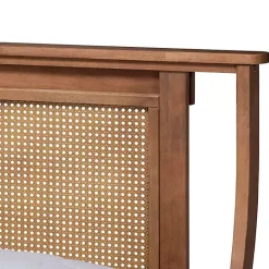 Kirklands Home Walnut Rattan Swooping Queen Platform Bed