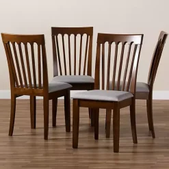 Outlet Kirklands Home Walnut Upholstered Minette 4-pc. Dining Chair Set Gray