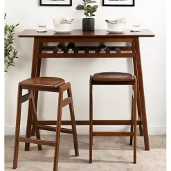 Discount Kirklands Home Walnut Wood Backless Bar Stool Brown