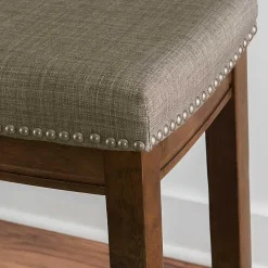 Best Kirklands Home Walnut Wood Counter Stool with Cushion Gray