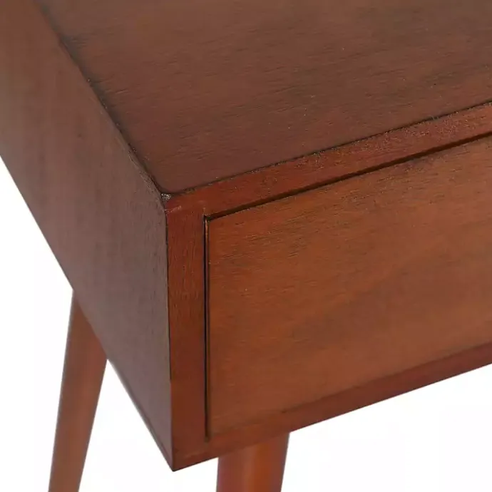 Outlet Kirklands Home Walnut Wood 1-Drawer Arthur Accent Table Brown