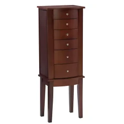 New Kirklands Home Walnut Wood 6-Drawer Maddie Jewelry Armoire Brown