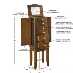 Best Kirklands Home Walnut Wood 5-Drawer Zinnia Jewelry Armoire Brown