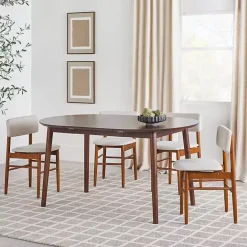 Outlet Kirklands Home Walnut Wood Oval Dining Table with Leaf Brown