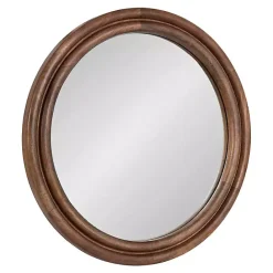 Best Kirklands Home Walnut Wood Ribbed Round Wall Mirror