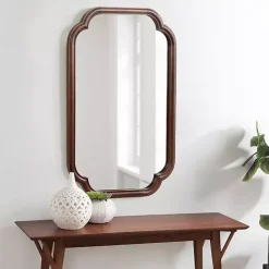Clearance Kirklands Home Walnut Wood Scallop Wall Mirror Brown