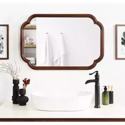 Clearance Kirklands Home Walnut Wood Scallop Wall Mirror Brown