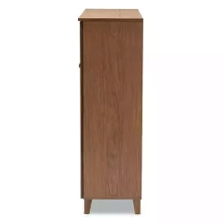 Discount Kirklands Home Walnut Wood 11-Shelf Paneled Shoe Cabinet Brown