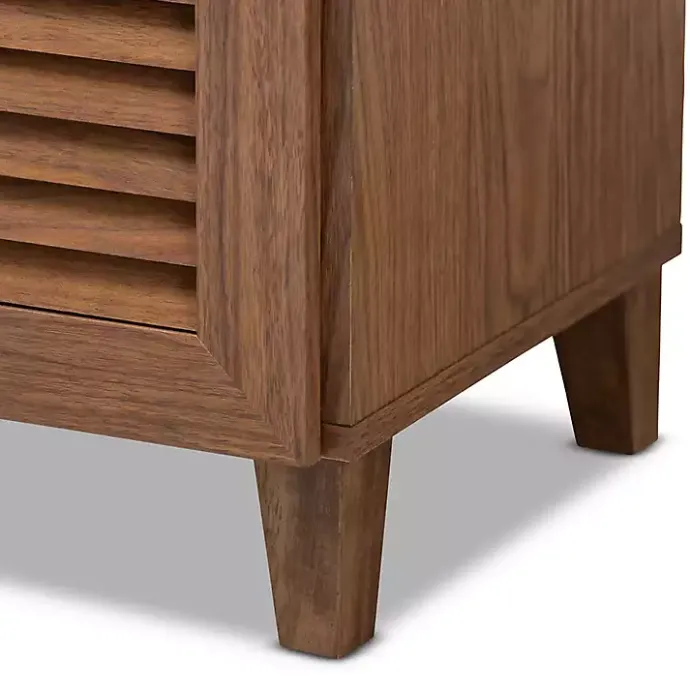 Discount Kirklands Home Walnut Wood 11-Shelf Paneled Shoe Cabinet Brown