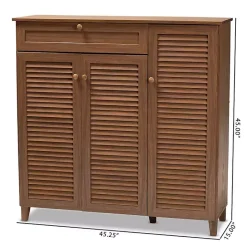 Discount Kirklands Home Walnut Wood 11-Shelf Paneled Shoe Cabinet Brown