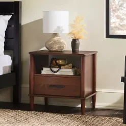 Best Kirklands Home Walnut Wood Spindle Leg Nightstand Brown