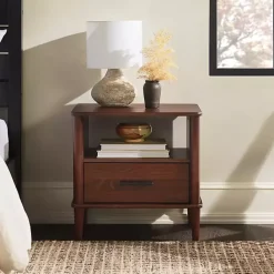 Best Kirklands Home Walnut Wood Spindle Leg Nightstand Brown
