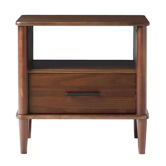 Best Kirklands Home Walnut Wood Spindle Leg Nightstand Brown