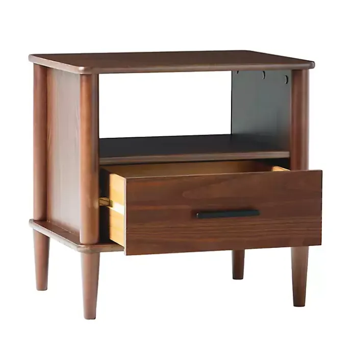 Best Kirklands Home Walnut Wood Spindle Leg Nightstand Brown