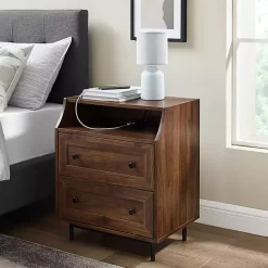 Outlet Kirklands Home Warm Brown Curved Top Nightstand Table