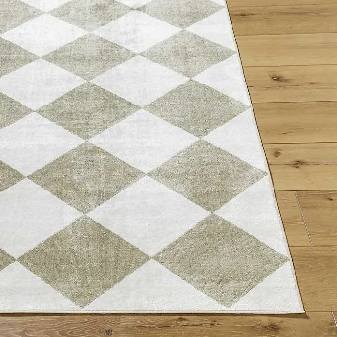Sale Kirklands Home Warm Gray Checkered Area Rug, 6x9