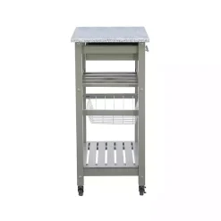 Hot Kirklands Home Warm Rolling Kitchen Cart with Granite Top Gray
