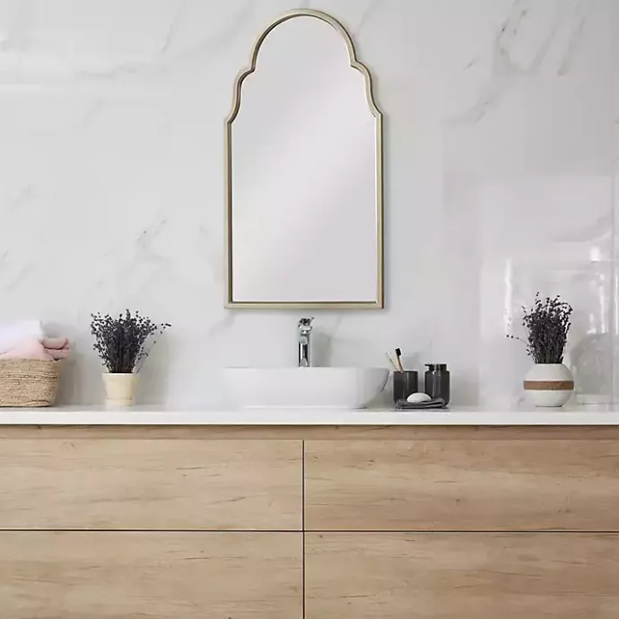 New Kirklands Home Warm Silver Arched Wall Mirror