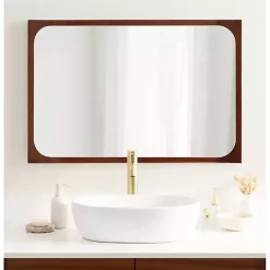 Kirklands Home Warm Walnut Rounded Rectangle Wall Mirror
