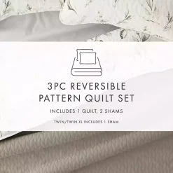 Best Kirklands Home Watercolor Leaves Reversible 3-pc. Queen Quilt Set