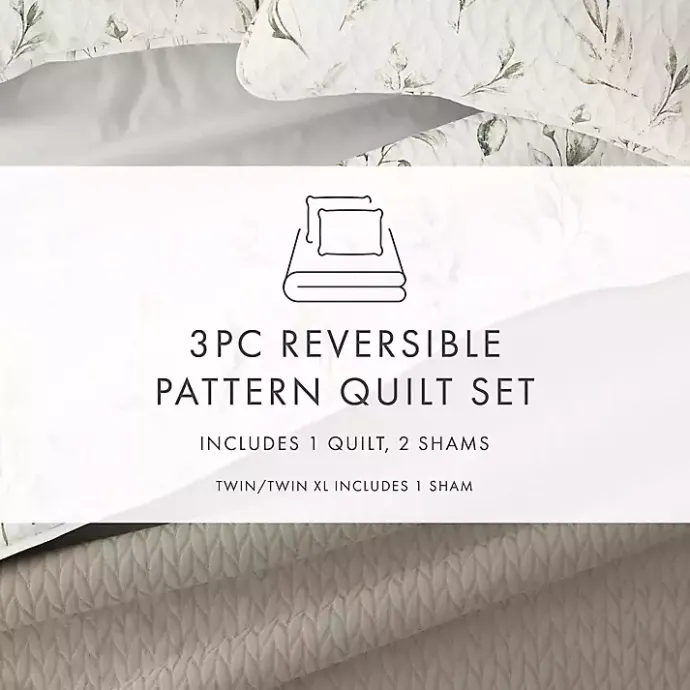 Best Kirklands Home Watercolor Leaves Reversible 3-pc. Queen Quilt Set