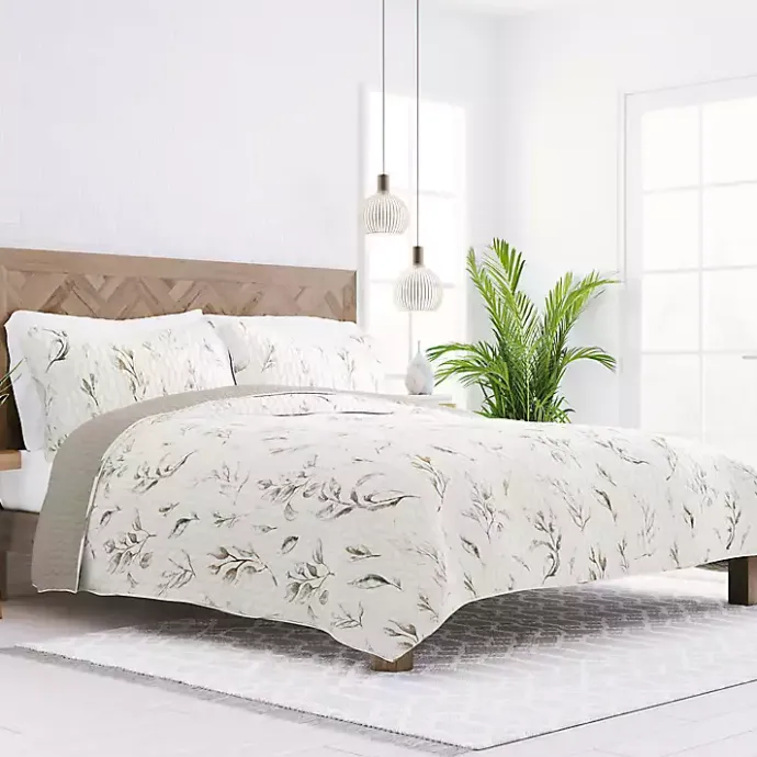 Kirklands Home Watercolor Leaves Reversible 3-pc. King Quilt Set