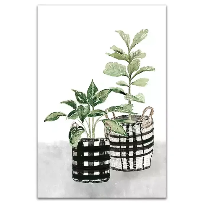 Discount Kirklands Home Watercolor Plaid Vase Canvas Art Print, 20x30 in.