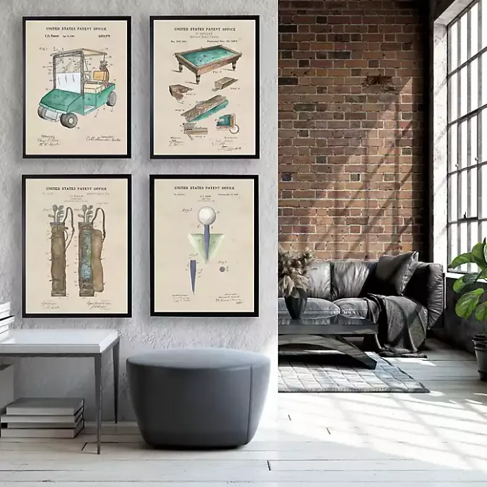 Discount Kirklands Home Watercolor Pool Table Framed Art Print Tan