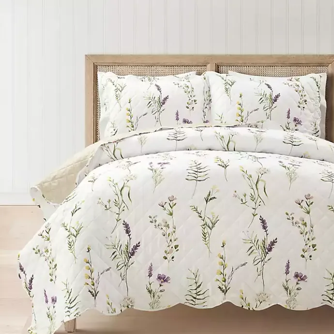New Kirklands Home Watercolor Wildflower 3-pc. King Quilt Set
