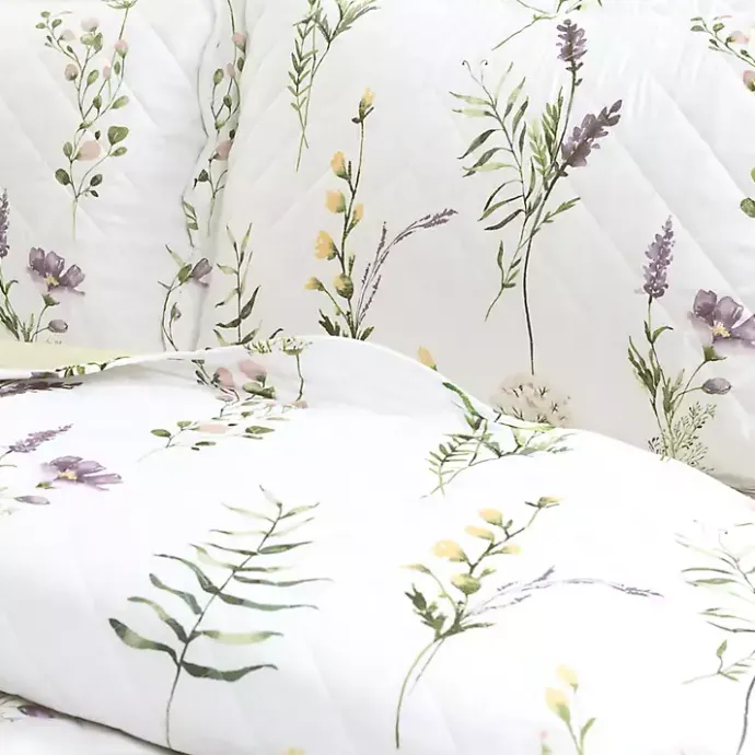 New Kirklands Home Watercolor Wildflower 3-pc. King Quilt Set