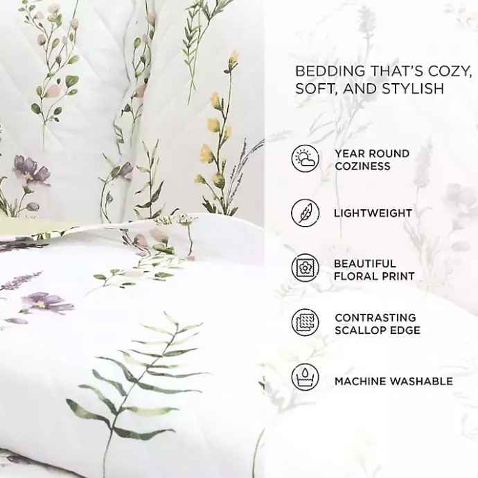 New Kirklands Home Watercolor Wildflower 3-pc. King Quilt Set