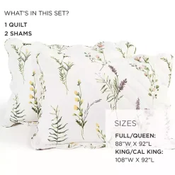 New Kirklands Home Watercolor Wildflower 3-pc. King Quilt Set