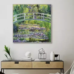 Best Kirklands Home Waterlillies with Japanese Bridge Canvas Art Print