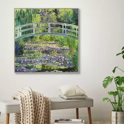 Best Kirklands Home Waterlillies with Japanese Bridge Canvas Art Print