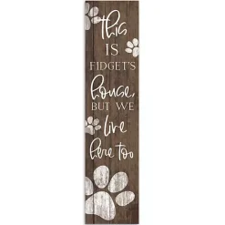 New Kirklands Home We Live Here Too Personalized Porch Board Brown