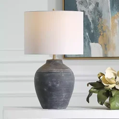 Outlet Kirklands Home Weathered Black Ceramic Rhys Table Lamp White