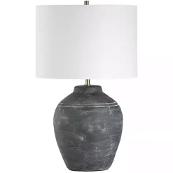 Outlet Kirklands Home Weathered Black Ceramic Rhys Table Lamp White