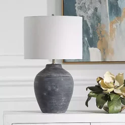 Outlet Kirklands Home Weathered Black Ceramic Rhys Table Lamp White